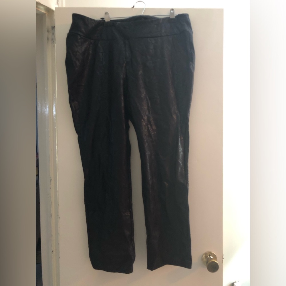 Soft Surroundings Black Animal Textured Pants Size 1X Never Worn—Gorgeous